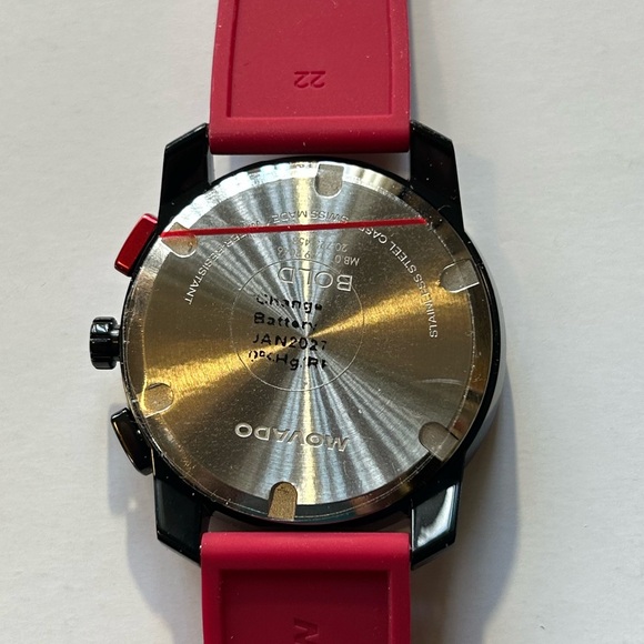 Movado Bold TR90 Watch With 43.5mm Black & Red Chronograph Face & Red Band - Picture 6 of 9